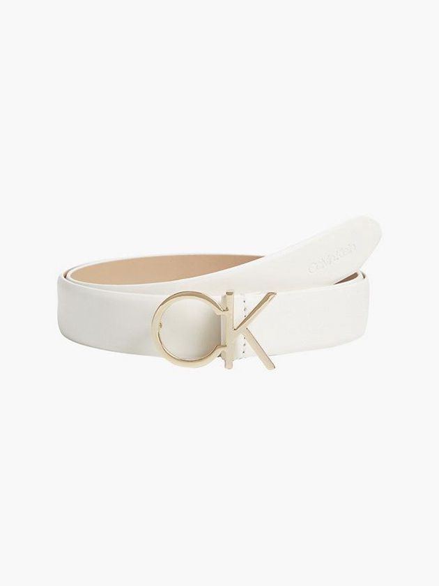 Calvin Klein USA Leather Logo Womens Belt White 3716058-HA